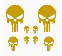 Autodomy Autocollants Tête de Mort Crâne Fondu 8 Unités | Stickers Punisher pour la Voiture ou la Moto | Autocollant Punisher (Or)