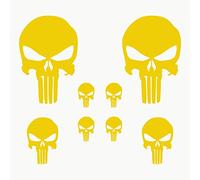 Autodomy Autocollants Tête de Mort Crâne Fondu 8 Unités | Stickers Punisher pour la Voiture ou la Moto | Autocollant Punisher (Jaune)