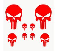 Autodomy Autocollants Tête de Mort Crâne Fondu 8 Unités | Stickers Punisher pour la Voiture ou la Moto | Autocollant Punisher (Rouge)