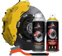 Autodomy Kit Peinture Etrier de Frein 400ml Résistante aux Températures Elevées | Peinture Etrier de Frein Jaune + Nettoyant Freins + Brosse en Acier pour Voiture et Moto Kit Complet