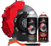Autodomy Kit Peinture Etrier de Frein 400ml Résistante aux Températures Elevées | Peinture Etrier de Frein Rouge + Nettoyant Freins + Brosse en Acier pour Voiture et Moto Kit Complet