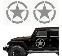 Autodomy Pack 2 Unités Autocollants 4x4 Off Road | Étoiles Militaire US Army Différentes Tailles 10 cm 15 cm 20 cm 25 cm | Stickers pour la Voiture, Moto (Argent, 25 cm)