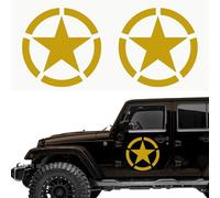 Autodomy Pack 2 Unités Autocollants 4x4 Off Road | Étoiles Militaire US Army Différentes Tailles 10 cm 15 cm 20 cm 25 cm | Stickers pour la Voiture, Moto (Or, 20 cm)