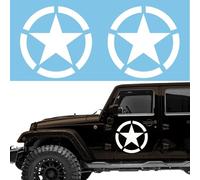 Autodomy Pack 2 Unités Autocollants 4x4 Off Road | Étoiles Militaire US Army Différentes Tailles 10 cm 15 cm 20 cm 25 cm | Stickers pour la Voiture, Moto (Blanc, 20 cm)