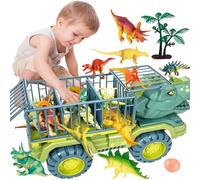 AUTOFigure Jouet De Camion De Dinosaure avec 15 Figurines De DinosaureTriceratops Transport Camion De Transporteur De Voiture avec des Œufs De Dinosaure Et des Arbres-Triceratops||17 Sets