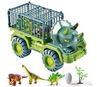 AUTOFigure Jouet De Camion De Dinosaure avec 3 Figurines De Dino, Véhicule De Transport Simulé De Tyrannosaurus Rex Triceratops, Oeufs De Dinosaure Et Arbres-Triceratops||5 Sets