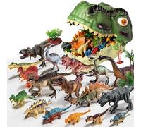 AUTOFigure Jouets Dinosaures avec Tapis De Jeu Et Cage De Rangement, 82 Pcs Dinosaures Réalistes Figures Et Arbres, Jeu Imaginatif Playset Éducatif-82 DPI Set Dinosaur Set