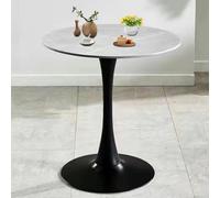 AUTOFigure Table De Bar Ronde, Cadre en Acier Bistro Pub Table avec Dessus Fixe, Base en Métal Et Tapis Antidérapant, Assemblage Facile-Grey Matte Rock Slab||Diameter 70cm