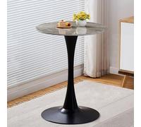 AUTOFigure Table De Bar Ronde, Cadre en Acier Bistro Pub Table avec Dessus Fixe, Base en Métal Et Tapis Antidérapant, Assemblage Facile-Bright Light Limestone Slab||Diameter 60cm