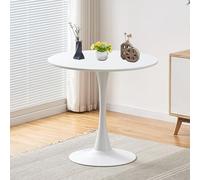 AUTOFigure Table De Bar Ronde, Cadre en Acier Bistro Pub Table avec Dessus Fixe, Base en Métal Et Tapis Antidérapant, Assemblage Facile-White||Diameter 80cm