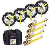 Autofonder Kit d'arrimage réglable pour véhicule avec Crochet Plat - Résistance à la Rupture - 4,5 kg - Charge de Travail de 1511,8 kg à 5,1 cm x 3 m - Sangles à cliquet Laser pour Voiture, Camion,