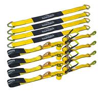 Autofonder Lot de 4 Kits d'arrimage à cliquet de 5,1 cm avec mousquetons, résistance à la Rupture : 4,5 kg, Charge de Travail de 1,5 kg, Comprend des Sangles d'essieu de 91,4 cm avec Anneau en D