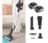 AUTOFU Aspirateur sans Fil 30000pa avec 2X 3.0ah Batterie - 90 Minutes d'Autonomie, 2 Vitesses, Lumière LED pour Tapis de Bois Franc