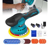 AUTOFU Machine à Polir Polisseuse Voiture sans Fil Polisseuse Excentrique à Double Action, 8 Vitesses Variable, avec 2X Batteries, Polissage Pad et Papier de Verre, pour Le Polissage, Cirage, Ponçage