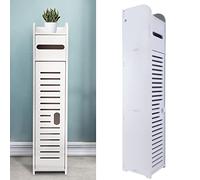 AUTOFU Meuble de rangement de salle de bain étanche à poser au sol - Meuble de rangement de salle de bain avec porte-mouchoirs en papier Silm - Armoire haute - H 32 x L 6,7 x P 16 cm