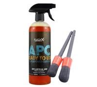 AutoFullCar - APC Nettoyant Multi-Usages FullCarX 750ml Prêt à l’Emploi + 2 Brosses Detailing, Mousse Active au Chlorure de Benzalkonium, Intérieur et Extérieur, Tissus, Moteur, Jantes, Désinfectant