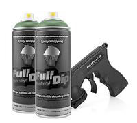 AutoFullCar Full Dip Pack 2 Sprays Vinyle Liquide Cadeau Adaptateur Spray (Vert Militaire)