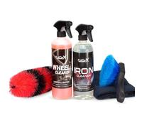 AutoFullCar FullCarx Kit de nettoyage pour jantes de voiture | Nettoie jantes et décontaminant ferrique 750 ml | Brosses et chiffon microfibre | Élimine la saleté, les férodes et la graisse facilement