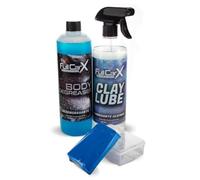 AutoFullCar - Kit de décontamination de carrosserie FullCarX | Dégraissant Carrosserie 750 ml | Clay Lube Lubrifiant 750 ml | Pastille Argile Clay Bar | Sans rayures | Usage professionnel et
