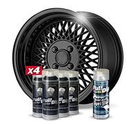 AutoFullCar Pack 4 Sprays Vinyle Liquide Full Dip Noir MÉTALLISÉ Brillant