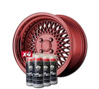 AutoFullCar - Pack de jantes vinyle liquide Full DIP - 4 sprays - 400 ml. Unité - Finition mate - Convient pour jantes de 15 à 18 pouces (rouge métallisé)