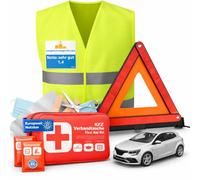 autogadget 3 en 1 - Trousse de premiers secours & gilet de sécurité & triangle de signalisation - Certifié & norme actuelle - Ensemble d'accessoires pour voiture 2026 - Kit de premiers secours pour
