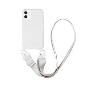 AUTOGSM Compatible avec Coque Silicone avec Bandoulière Apple iPhone 12 Mini (#16) Blanc