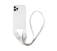 AUTOGSM Compatible avec Coque Silicone avec Bandoulière Apple iPhone 12 Pro Blanc
