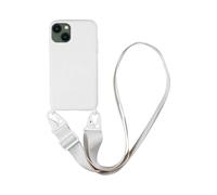 AUTOGSM Compatible avec Coque Silicone avec Bandoulière Apple iPhone 13 (#16) Blanc