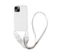 AUTOGSM Compatible avec Coque Silicone avec Bandoulière Apple iPhone 14 (#16) Blanc