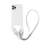AUTOGSM Compatible avec Coque Silicone avec Bandoulière Apple iPhone 15 Pro Max Blanc