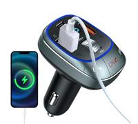 AutoKit de chargeur de voiture sans fil Transmetteur FM automatique | Deux connexions USB, 5 V/2,4 une charge rapide, microphone avec suppression de bruit, compatible avec les smartphones