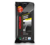 Autoland Car Care Lot de 25 lingettes d'entretien pour tableau de bord avec cire d'abeille pour surfaces en plastique, bois ou cuir Biodégradable (finition mate)