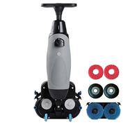Autolaveuse de sol autoportée compacte, portable, sans fil et alimentée par batterie, largeur de nettoyage de 43 cm (17 pouces), pour sols en bois, carrelage, terrazzo, marbre et ciment, usa