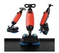 Autolaveuse de sol commerciale, autolaveuse à conducteur marchant derrière, autolaveuse de sol, double brosse, batterie au lithium rechargeable sans fil, direction à 360 °(Rouge)