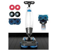 Autolaveuse de sol commerciale, autolaveuse à conducteur marchant derrière, autolaveuse de sol, double brosse, batterie au lithium rechargeable sans fil, direction à 360 °(Blanc)