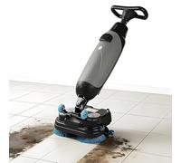 Autolaveuse Électrique Commerciale Laveuse De Sol Professionnelle 43 Cm Doubles Brosses Rotatives, Batterie Lithium Rechargeable Sans Fil Pour La Maison Le Bureau Les Salles De Bains(Gray)
