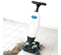 Autolaveuse Électrique Commerciale Laveuse De Sol Professionnelle 43 Cm Doubles Brosses Rotatives, Batterie Lithium Rechargeable Sans Fil Pour La Maison Le Bureau Les Salles De Bains(White)