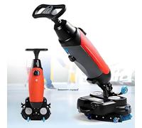 Autolaveuse Électrique Commerciale Nettoyeur De Sols Rotatif À 360° Mini Machine De Nettoyage De Soles Largeur De Nettoyage 43 Cm Double Brosse Pour Carrelage Et Sols Scellés(Red)
