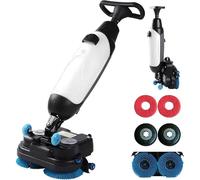 Autolaveuse électrique compacte commerciale pour sols durs, 43 cm (17 po), légère, double réservoir, double brosse rotative, capacité de 1 200 m²/h pour salles de bains, hôpitaux et écoles (