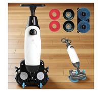 Autolaveuse électrique légère, autolaveuse professionnelle, 240 tr/min, couverture 1200 M²/H, rotation 360°, sans fil, avec piste de nettoyage de 43 cm(Blanc)