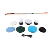 Autolaveuse électrique portative sans fil 7,4 V avec 7 têtes de brosse interchangeables, batterie 4 000 mAh, 3 réglages de vitesse 300 à 500 tr/min, poignée télescopique et 4 (Or Rose)