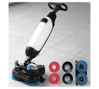 Autolaveuse électrique professionnelle, autolaveuse électrique légère, rotation à 360°, sans fil, brosses doubles rotatives, parquets et tapis en bois(Blanc)