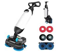 Autolaveuse électrique professionnelle pour sols, carrelage et moquette, brosse de nettoyage motorisée rotative à 360°, autotractée et sans fil. Convient aux surfaces en vinyle, Rubbermaid White