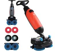 Autolaveuse professionnelle commerciale 17" Mini double brosse pour un nettoyage en profondeur des carrelages, centres commerciaux et grandes surfaces (rouge)