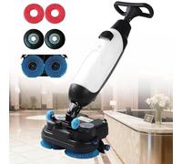 Autolaveuse sans Fil, Largeur 43 Cm, Double Brosse, 350 RPM Nettoyage Profond, Réservoirs 4,5 L/7,5 L, Polisseuse De Carrelage Intégrée, pour Béton Et Sols Durs(White)