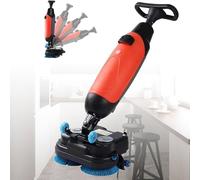Autolaveuse sans fil, polisseuse professionnelle à batterie, rotation à 360°, port étanche, 2 réservoirs pour la maison, le bureau et les petits espaces, rouge