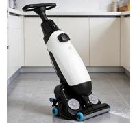 Autolaveuse-sécheuse commerciale autoportée, compacte et portable, largeur de nettoyage de 43 cm (17 pouces) pour petits espaces, bureaux, commerces, blanche