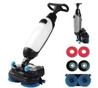 Autolaveuse Verticale Sans Fil Batterie 36v,Monobrosse Sol Nettoyage Carrelage Avec Double Brosse Rotative 360°,Largeur Nettoyage 43cm,Pour Nettoyage Profondeur Carrelage Parquet Et Sols Durs White