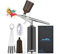 Autolock aerographe, Double Action Pistolet Aerographe haute précision Mini compresseur pression réglable pour modélisme, maquillage, tatouage, gâteau, nail art et artisanat (noir) (noir2)